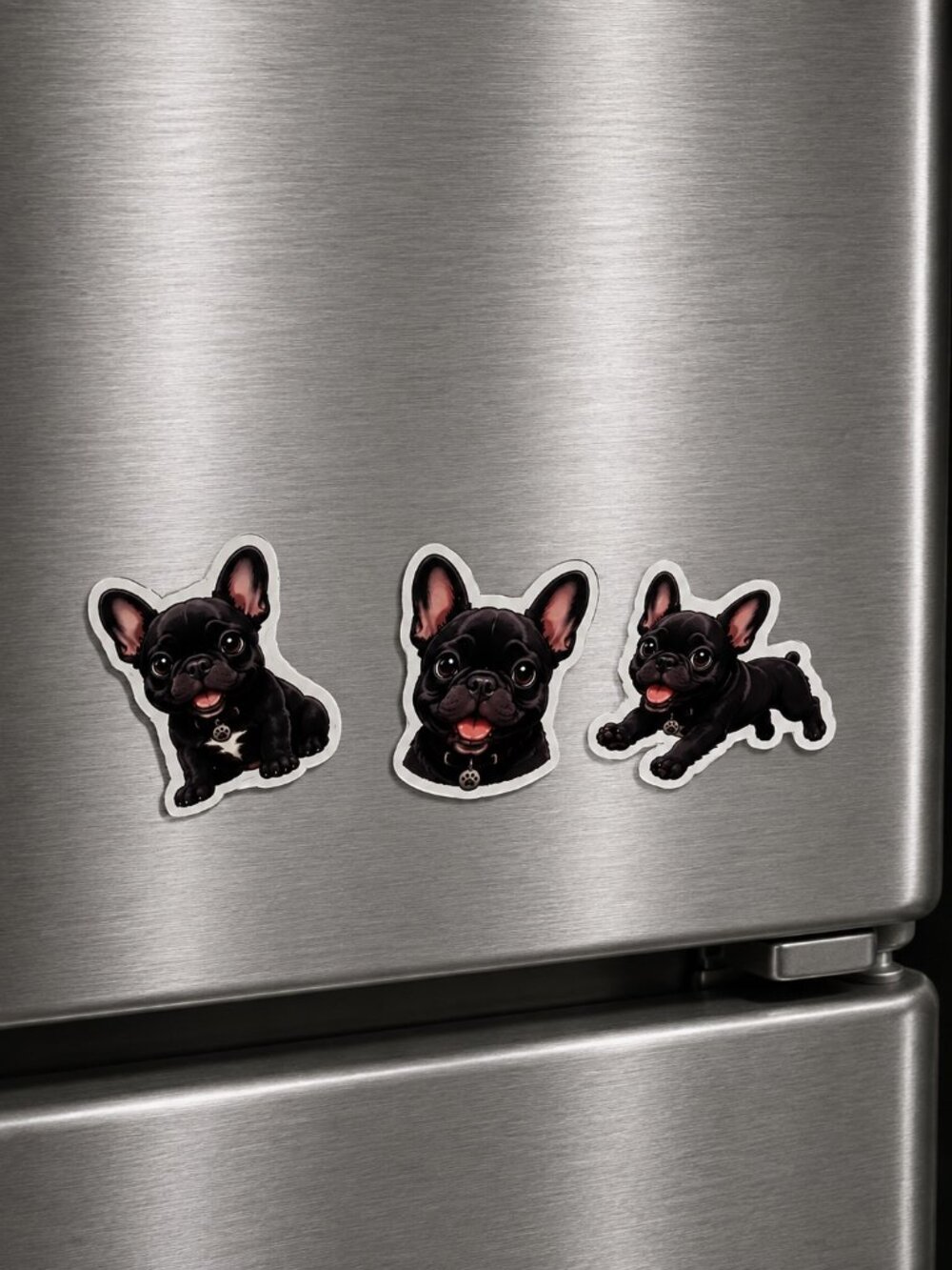 3 Flexible Dog Magnets Black French Bulldog Puppy Refrigerator Fridge Decor Set